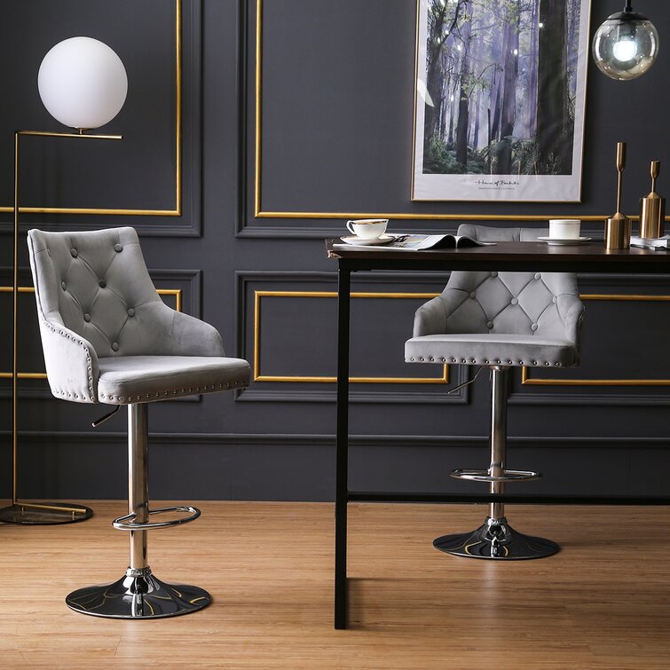 Velvet swivel bar online stool